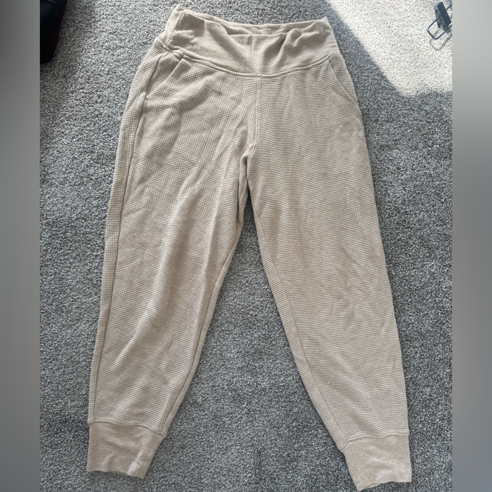 Athleta Tan Waffle Knit Joggers